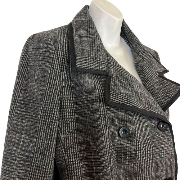 ATHENA MARIE Gray Academia Double Breast Plaid Wool Blend Jacket Suit Preppy M - Picture 8 of 14
